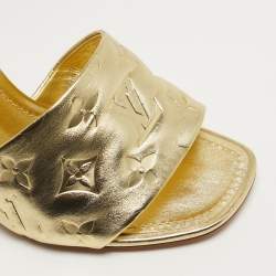 Pre Owned صندل لوي فيتون نقش المونوغرام فضي جلد منقوش مقاس 37