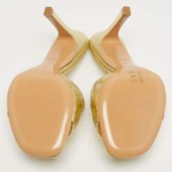 Pre Owned صندل لوي فيتون نقش المونوغرام فضي جلد منقوش مقاس 37