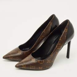مملوكة مسبقًا Louis Vuitton Chérie Size 39 Brown/Black Monogram Canvas and Patent Leather Pumps