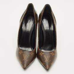 مملوكة مسبقًا Louis Vuitton Chérie Size 39 Brown/Black Monogram Canvas and Patent Leather Pumps