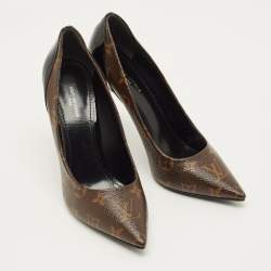 مملوكة مسبقًا Louis Vuitton Chérie Size 39 Brown/Black Monogram Canvas and Patent Leather Pumps