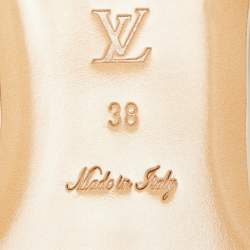 Pre Owned Louis Vuitton Revival Size 38 Gold Monogram Leather Flat Slide