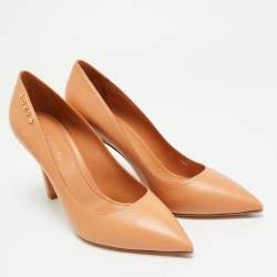 Pre Owned حذاء كعب عالي لوي فيتون آيلاين مقدمة مدببة جلد ايبي برتقالي مقاس 38.5