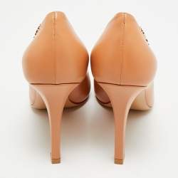 Pre Owned حذاء كعب عالي لوي فيتون آيلاين مقدمة مدببة جلد ايبي برتقالي مقاس 38.5