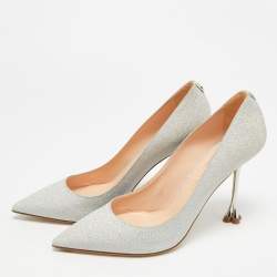 Pre Owned حذاء كعب عالي لوي فيتو ن بلوسوم لامع فضي مقاس 39