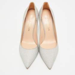 Pre Owned حذاء كعب عالي لوي فيتون بلوسوم لامع فضي مقاس 39