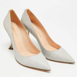 Pre Owned حذاء كعب عالي لوي فيتون بلوسوم لامع فضي مقاس 39