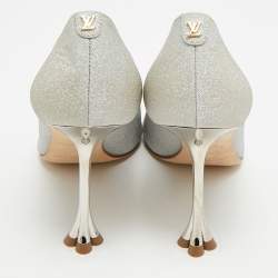 Pre Owned حذاء كعب عالي لوي فيتون بلوسوم لامع فضي مقاس 39