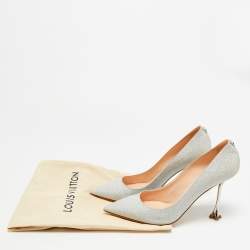 Pre Owned حذاء كعب عالي لوي فيتون بلوسوم لامع فضي مقاس 39