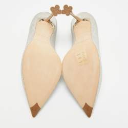 Pre Owned حذاء كعب عالي لوي فيتون بلوسوم لامع فضي مقاس 39