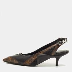 Pre Owned Louis Vuitton Archlight Size 38.5 Black/Brown Monogram Canvas and Leather Slingback Pumps