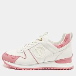 Pre Owned Louis Vuitton Run Away Size 39 White/Pink Leather and Mesh Low Top Sneakers