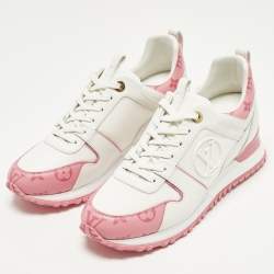 Pre Owned حذاء رياضي لوي فيتون رون اواي جلد وشبك أبيض منخفض من أعلى مقاس 39