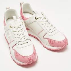 Pre Owned حذاء رياضي لوي فيتون رون اواي جلد وشبك أبيض منخفض من أعلى مقاس 39