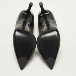 Pre Owned حذاء كعب عالي لوي فيتون شيري جلد أسود لامع كانفاس مونوغرامي مقدمة مدببة مقاس 39