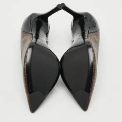 مملوكة مسبقًا حذاء كعب عالي لوي فيتون شيري جلد أسود لامع كانفاس مونوغرامي مقدمة مدببة مقاس 39