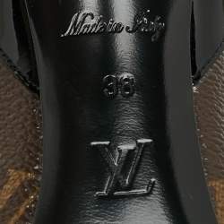 مملوكة مسبقًا حذاء كعب عالي لوي فيتون شيري جلد أسود لامع كانفاس مونوغرامي مقدمة مدببة مقاس 39