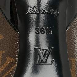 Pre Owned Louis Vuitton Chérie Size 38.5 Brown Monogram Canvas and Patent Leather Pumps