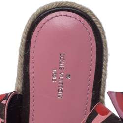 Pre Owned Louis Vuitton Multicolor Floral Canvas Ankle Strap Espadrille Flat Sandals Size 39