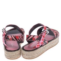 Pre Owned Louis Vuitton Multicolor Floral Canvas Ankle Strap Espadrille Flat Sandals Size 39