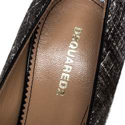 DSquared2 Black/White Pony Hair Block Heel Pumps Size 38
