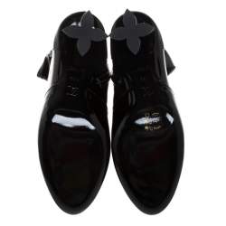 Pre Owned Louis Vuitton Black Patent Leather Silhouette Ankle Boots Size 39.5