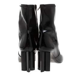 Pre Owned Louis Vuitton Black Patent Leather Silhouette Ankle Boots Size 39.5