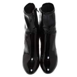 Pre Owned Louis Vuitton Black Patent Leather Silhouette Ankle Boots Size 39.5