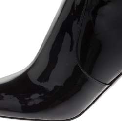 Pre Owned Louis Vuitton Black Patent Leather Silhouette Ankle Boots Size 39.5