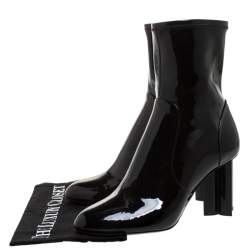 Pre Owned Louis Vuitton Black Patent Leather Silhouette Ankle Boots Size 39.5
