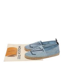 Pre Owned Louis Vuitton Blue Denim Seashore Espadrille Flats Size 37