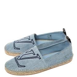 Pre Owned Louis Vuitton Blue Denim Seashore Espadrille Flats Size 37