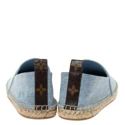 Pre Owned Louis Vuitton Blue Denim Seashore Espadrille Flats Size 37