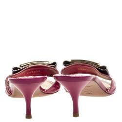 Pre Owned Louis Vuitton Pink Textured Patent Leather Flower Detail Open Toe Sandals Size 39