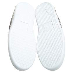 Pre Owned Louis Vuitton Two Tone Python Leather Front Row Lace Up Sneakers Size 36.5