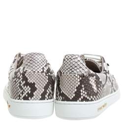 Pre Owned Louis Vuitton Two Tone Python Leather Front Row Lace Up Sneakers Size 36.5