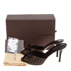 Pre Owned Louis Vuitton Brown Monogram Canvas Slip On Sandals Size 40