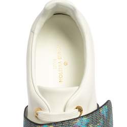 Pre Owned Louis Vuitton White Leather And Monogram Canvas Frontrow Lock Low Top Sneakers Size 41