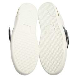 Pre Owned Louis Vuitton White Leather And Monogram Canvas Frontrow Lock Low Top Sneakers Size 41