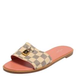 Louis Vuitton Pink Damier Azur Canvas Lock it Flat Sandals Size 41 Louis  Vuitton