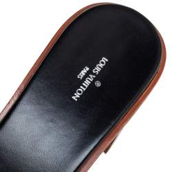 Pre Owned Louis Vuitton Black Leather Lock It Mule Sandals Size 41