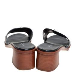 Pre Owned Louis Vuitton Black Leather Lock It Mule Sandals Size 41