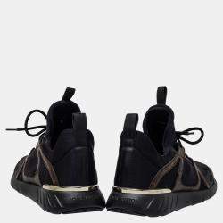 Pre Owned Louis Vuitton Black Leather and Monogram Canvas Trainers Sneakers Size 39