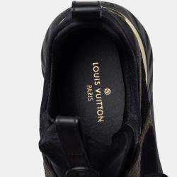 Pre Owned Louis Vuitton Black Leather and Monogram Canvas Trainers Sneakers Size 39