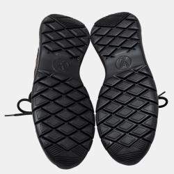 Pre Owned Louis Vuitton Black Leather and Monogram Canvas Trainers Sneakers Size 39