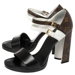 Louis Vuitton Tri Color Monogram Canvas and Leather Matchmake Sandals Size 37