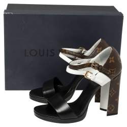 Louis Vuitton Tri Color Monogram Canvas and Leather Matchmake Sandals Size 37