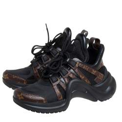 Louis Vuitton Black/Brown Mesh And Monogram Canvas Archlight Low Top Sneakers Size 39