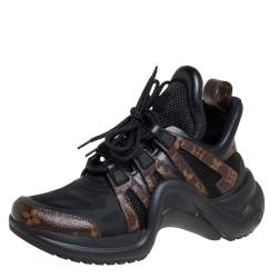 Louis Vuitton Black/Brown Mesh And Monogram Canvas Archlight Low Top Sneakers Size 39