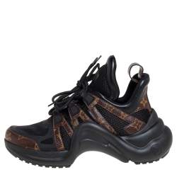 Louis Vuitton Black/Brown Mesh And Monogram Canvas Archlight Low Top Sneakers Size 39